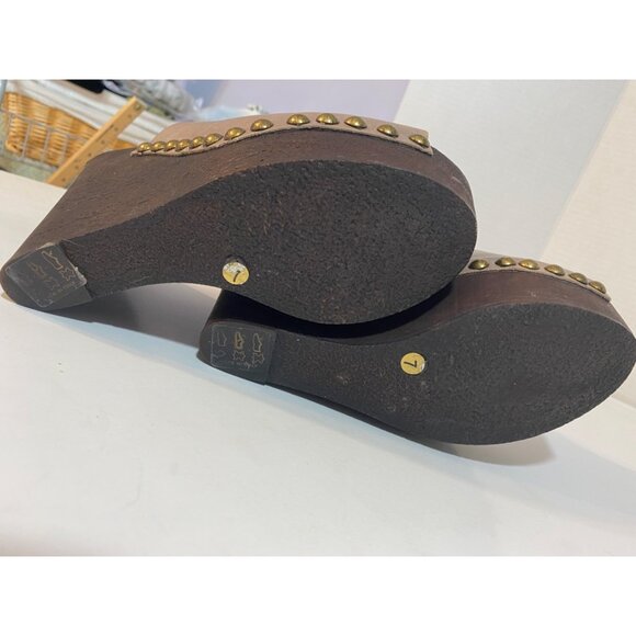 New Charles David Made in Italy Recchia Leather Platform Wedge Mules Women's 7 - Picture 5 of 7